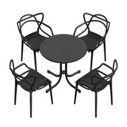 Gardeon 5PCS Outdoor Dining Set Table and Chairs Garden Patio Furniture Entwine Black