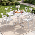 Gardeon 5PCS Outdoor Dining Set Table and Chairs Garden Patio Furniture Entwine White