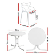 Gardeon 5PCS Outdoor Dining Set Table and Chairs Garden Patio Furniture Entwine White