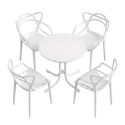 Gardeon 5PCS Outdoor Dining Set Table and Chairs Garden Patio Furniture Entwine White