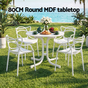 Gardeon 5PCS Outdoor Dining Set Table and Chairs Garden Patio Furniture Entwine White