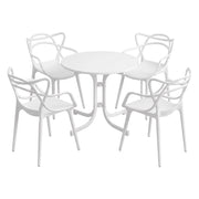 Gardeon 5PCS Outdoor Dining Set Table and Chairs Garden Patio Furniture Entwine White