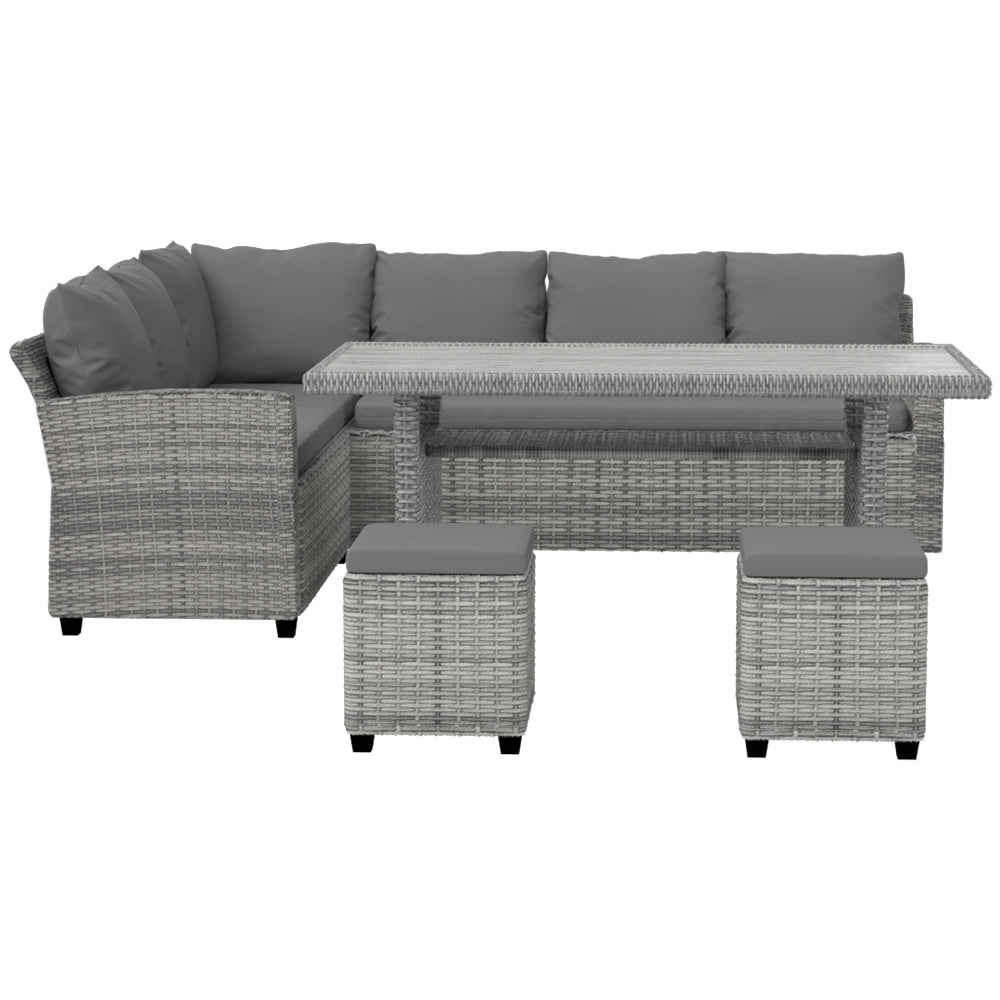Gardeon Outdoor Dining Set Wicker Table Chairs Setting 8 Seater ODF-DINING-9S-GR-ABC