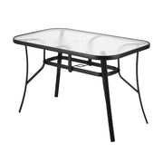 Gardeon 120CM Outdoor Dining Table Steel Parasol Hole Desk Patio Furniture Black ODF-DINTB-120