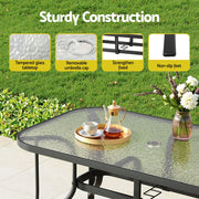 Gardeon 120CM Outdoor Dining Table Steel Parasol Hole Desk Patio Furniture Black ODF-DINTB-120