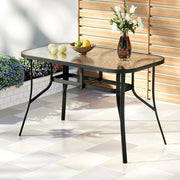 Gardeon 120CM Outdoor Dining Table Steel Parasol Hole Desk Patio Furniture Black ODF-DINTB-120