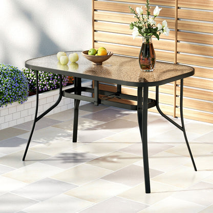 Gardeon 120CM Outdoor Dining Table Steel Parasol Hole Desk Patio Furniture Black ODF-DINTB-120