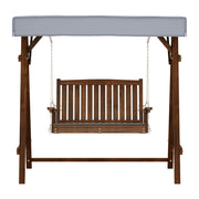 Gardeon Outdoor Wooden Swing Chair Garden Bench Canopy Cushion 2 Seater Charcoal ODF-GSC-W2S-CC-AB