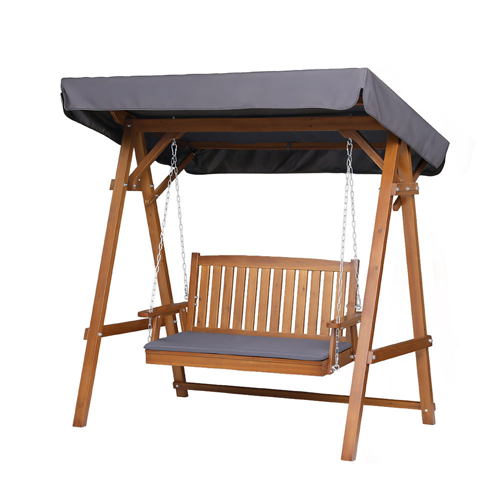 Gardeon Swing Chair Wooden Garden Bench Canopy 2 Seater Outdoor Furniture ODF-GSC-W2S-TK-AB