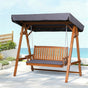 Gardeon Outdoor Wooden Swing Chair Garden Bench Canopy Cushion 3 Seater Teak ODF-GSC-W3S-TK-ABC