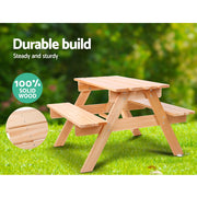 Keezi Kids Outdoor Table and Chairs Picnic Bench Set Children Wooden ODF-KID-PICNIC-NW
