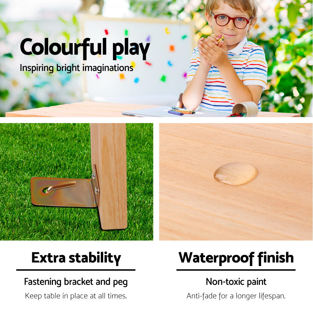 Keezi Kids Outdoor Table and Chairs Picnic Bench Set Children Wooden ODF-KID-PICNIC-NW