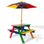 Keezi Kids Wooden Picnic Table Set with Umbrella ODF-KID-PICNIC-UM-CFL