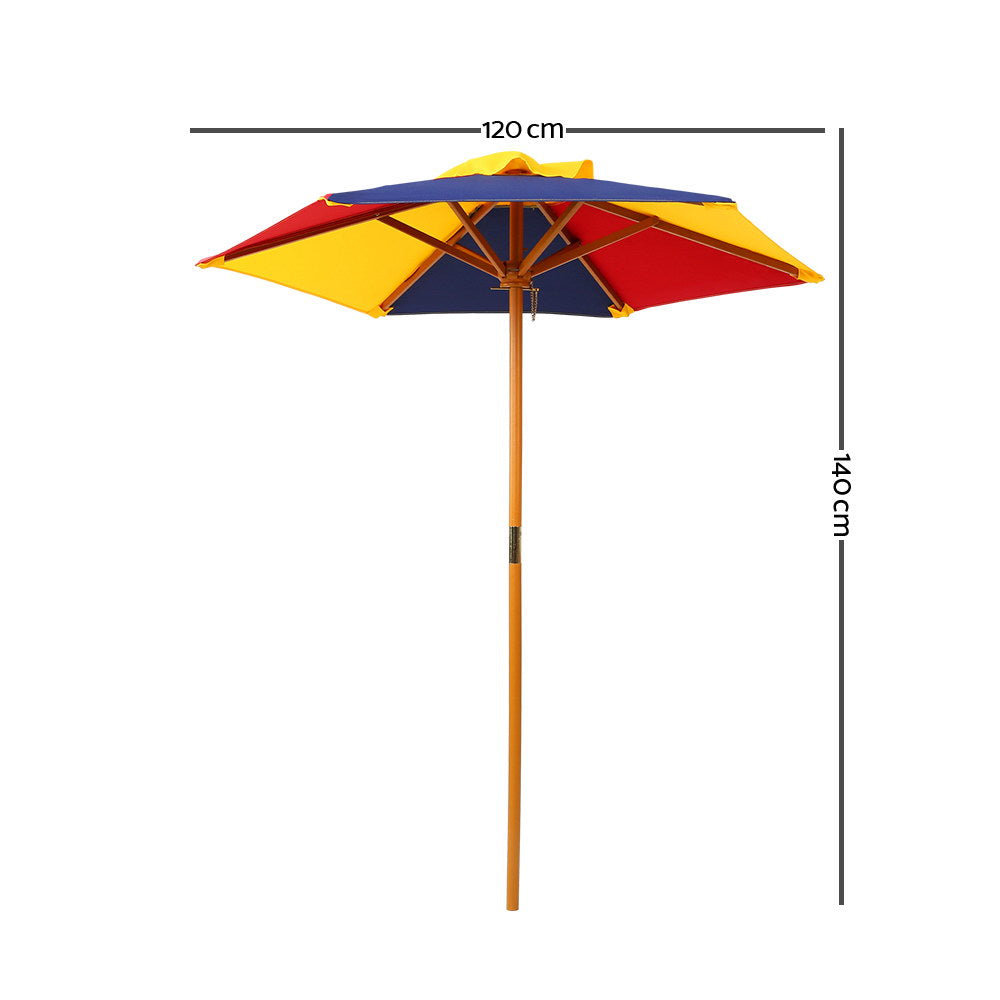 Keezi Kids Wooden Picnic Table Set with Umbrella ODF-KID-PICNIC-UM-CFL