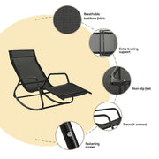 Gardeon Sun Lounge Rocking Chair Outdoor Lounger Patio Furniture Pool Garden ODF-LOUNGE-ROCK-BK