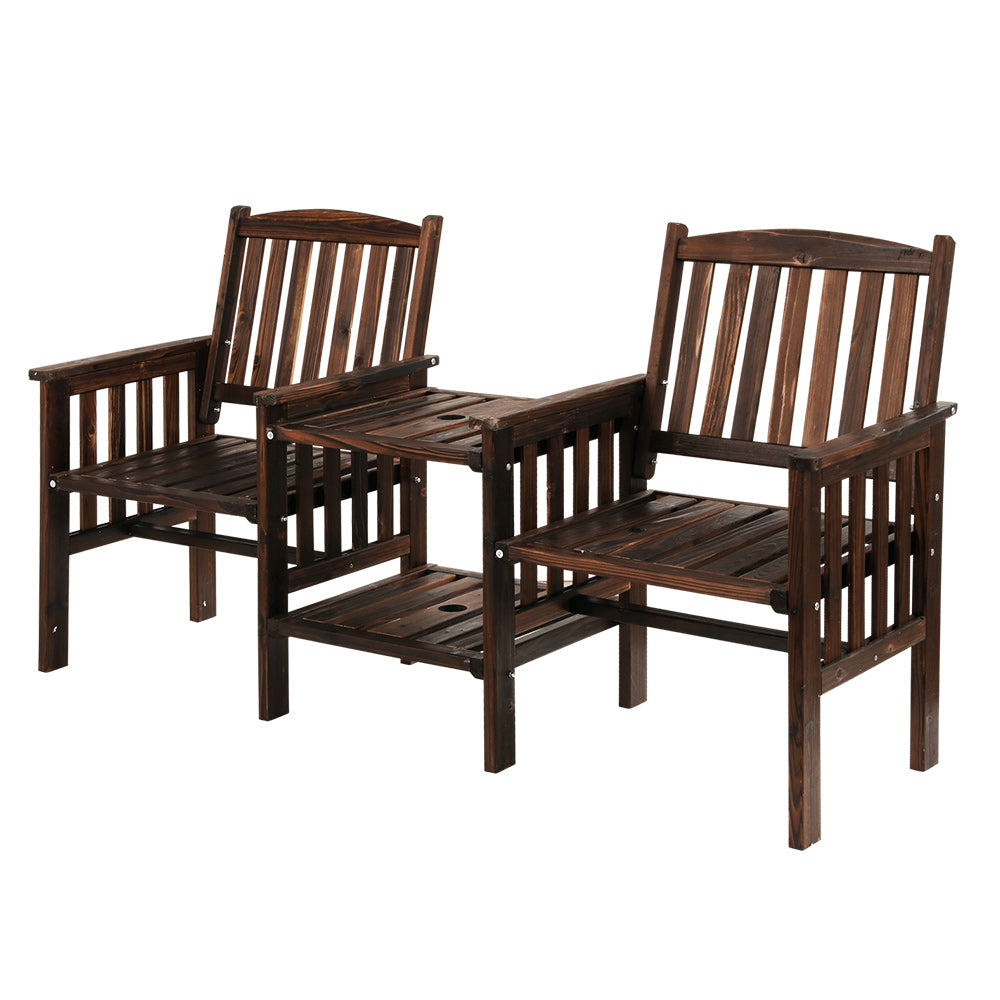 Gardeon Outdoor Garden Bench Loveseat Wooden Table Chairs Patio Furniture Charcoal ODF-LOVESEAT-CC