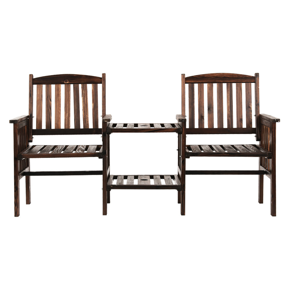 Gardeon Outdoor Garden Bench Loveseat Wooden Table Chairs Patio Furniture Charcoal ODF-LOVESEAT-CC