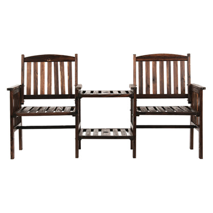 Gardeon Outdoor Garden Bench Loveseat Wooden Table Chairs Patio Furniture Charcoal ODF-LOVESEAT-CC