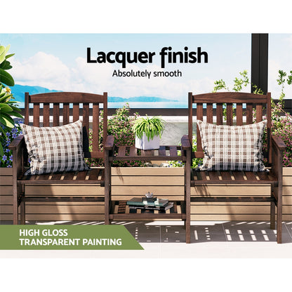 Gardeon Outdoor Garden Bench Loveseat Wooden Table Chairs Patio Furniture Charcoal ODF-LOVESEAT-CC