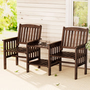 Gardeon Outdoor Garden Bench Loveseat Wooden Table Chairs Patio Furniture Charcoal ODF-LOVESEAT-CC