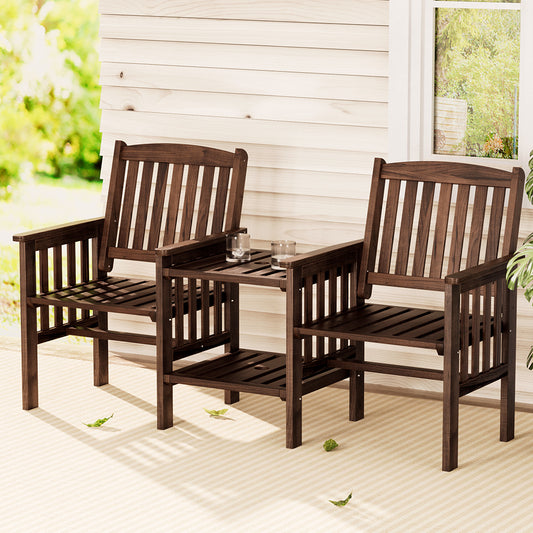 Gardeon Outdoor Garden Bench Loveseat Wooden Table Chairs Patio Furniture Charcoal ODF-LOVESEAT-CC