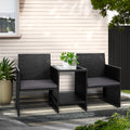 Gardeon Outdoor Setting Wicker Loveseat Birstro Set Patio Garden Furniture Black ODF-LOVESEAT-S-BK