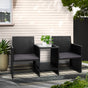 Gardeon Outdoor Setting Wicker Loveseat Birstro Set Patio Garden Furniture Black ODF-LOVESEAT-S-BK