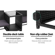 Gardeon Outdoor Setting Wicker Loveseat Birstro Set Patio Garden Furniture Black ODF-LOVESEAT-S-BK