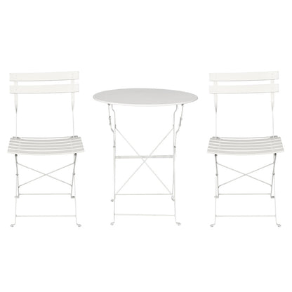 Gardeon 3PC Outdoor Bistro Set Steel Table and Chairs Patio Furniture White ODF-METAL-3PCS-WH