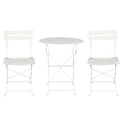 Gardeon 3PC Outdoor Bistro Set Steel Table and Chairs Patio Furniture White