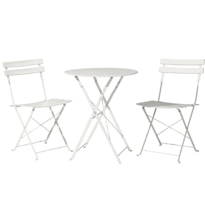 Gardeon 3PC Outdoor Bistro Set Steel Table and Chairs Patio Furniture White ODF-METAL-3PCS-WH