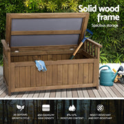 Gardeon Outdoor Storage Bench Box Wooden Garden Toy Tool Sheds Patio Furniture Brown ODF-OSB-WDL-BR