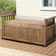 Gardeon Outdoor Storage Bench Box Wooden Garden Toy Tool Sheds Patio Furniture Brown ODF-OSB-WDL-BR
