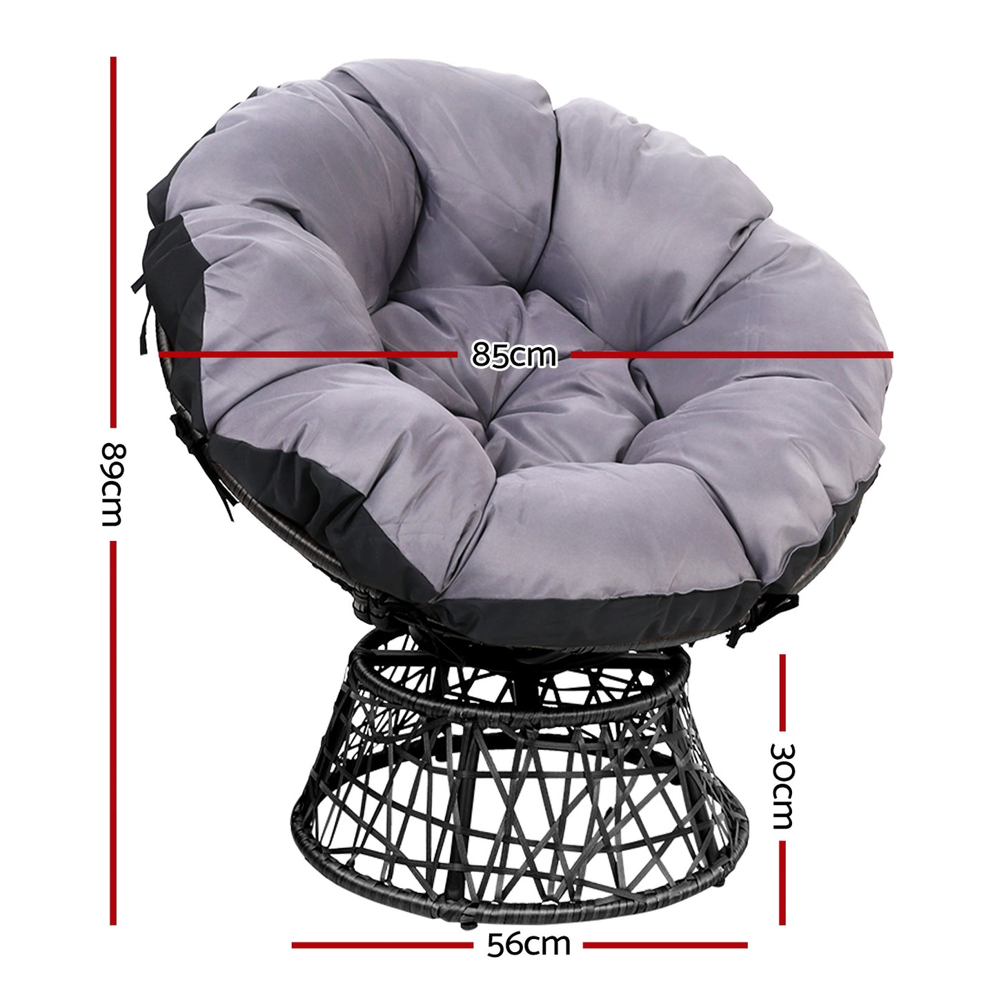 Gardeon Outdoor Chairs Outdoor Furniture Papasan Chair Wicker Patio Garden Black ODF-PAPASAN-CH-BK