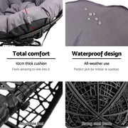 Gardeon Outdoor Chairs Outdoor Furniture Papasan Chair Wicker Patio Garden Black