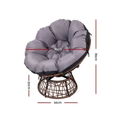 Gardeon Outdoor Chairs Outdoor Furniture Papasan Chair Wicker Patio Garden Brown ODF-PAPASAN-CH-BR