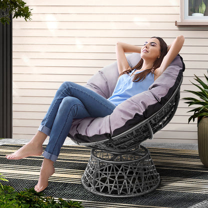 Gardeon Outdoor Chairs Outdoor Furniture Papasan Chair Wicker Patio Garden Grey ODF-PAPASAN-CH-GE