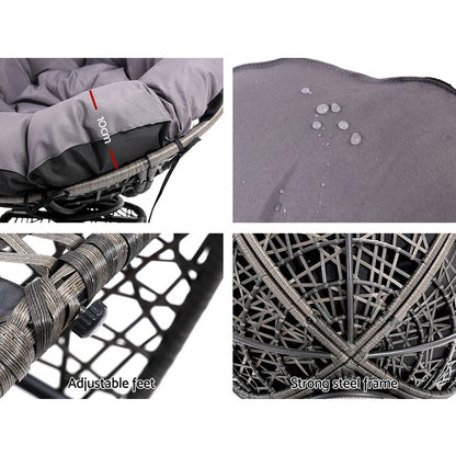 Gardeon Outdoor Chairs Outdoor Furniture Papasan Chair Wicker Patio Garden Grey ODF-PAPASAN-CH-GE