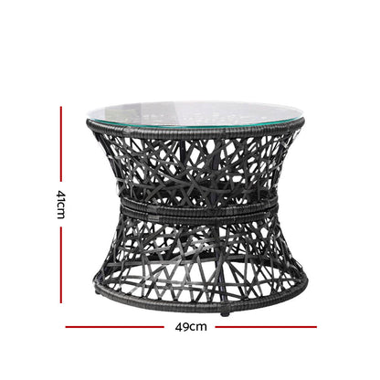 Gardeon Outdoor Lounge Setting Papasan Chair Wicker Table Garden Furniture Black ODF-PAPASAN-CHTB-BK