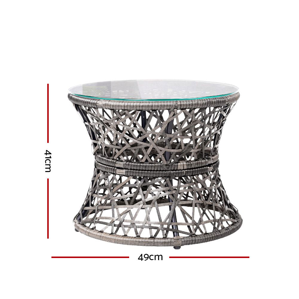 Gardeon Outdoor Lounge Setting Papasan Chair Wicker Table Garden Furniture Grey ODF-PAPASAN-CHTB-GE