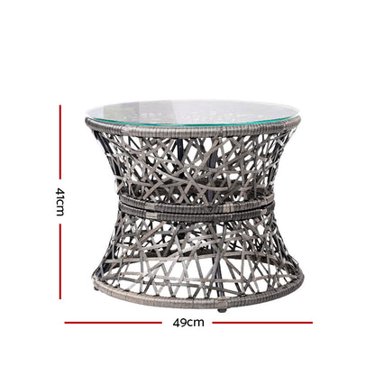 Gardeon Outdoor Lounge Setting Papasan Chair Wicker Table Garden Furniture Grey ODF-PAPASAN-CHTB-GE