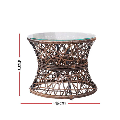 Gardeon Outdoor Lounge Setting Furniture Wicker Papasan Chairs Table Patio Brown ODF-PAPASAN-TBCHX2-BR