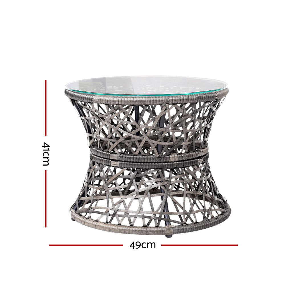 Gardeon Outdoor Lounge Setting Furniture Wicker Papasan Chairs Table Patio Grey ODF-PAPASAN-TBCHX2-GE