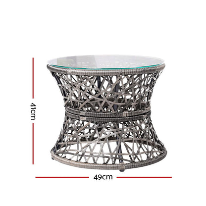 Gardeon Outdoor Lounge Setting Furniture Wicker Papasan Chairs Table Patio Grey ODF-PAPASAN-TBCHX2-GE