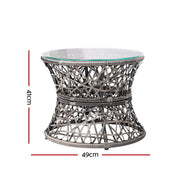 Gardeon Outdoor Lounge Setting Furniture Wicker Papasan Chairs Table Patio Grey