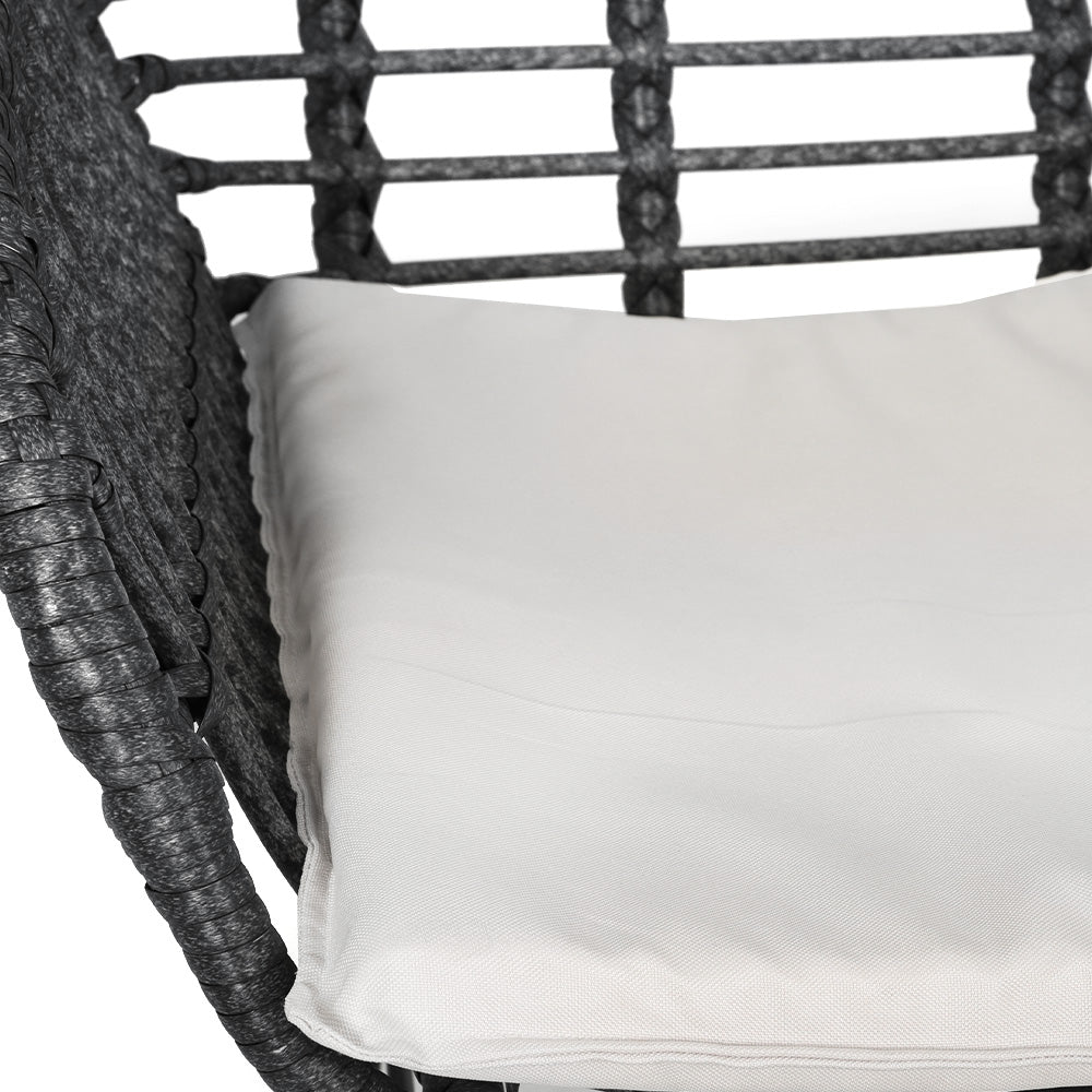 Gardeon 3PC Outdoor Furniture Bistro Set Lounge Setting Table Chairs Cushion Patio Grey ODF-RATTAN-3PCS-GE