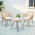 Gardeon 3PC Outdoor Furniture Bistro Set Lounge Setting Table Chairs Cushion Patio Grey ODF-RATTAN-3PCS-OAK