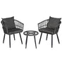 Gardeon 3PC Outdoor Bistro Set Patio Furniture Lounge Setting Table and Chairs Grey ODF-RATTAN-3STL-GE
