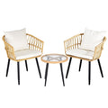 Gardeon 3PC Outdoor Bistro Set Patio Furniture Lounge Setting Table and Chairs Natural