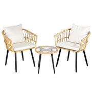 Gardeon 3PC Outdoor Bistro Set Patio Furniture Lounge Setting Table and Chairs Natural